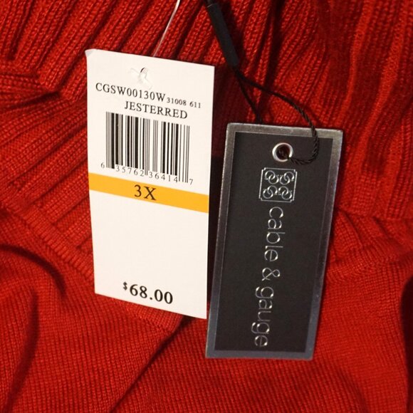 Cable & Gauge Red Jester Cowl Neck Long Sleeve Sweater Women’s 3X - Picture 8 of 10